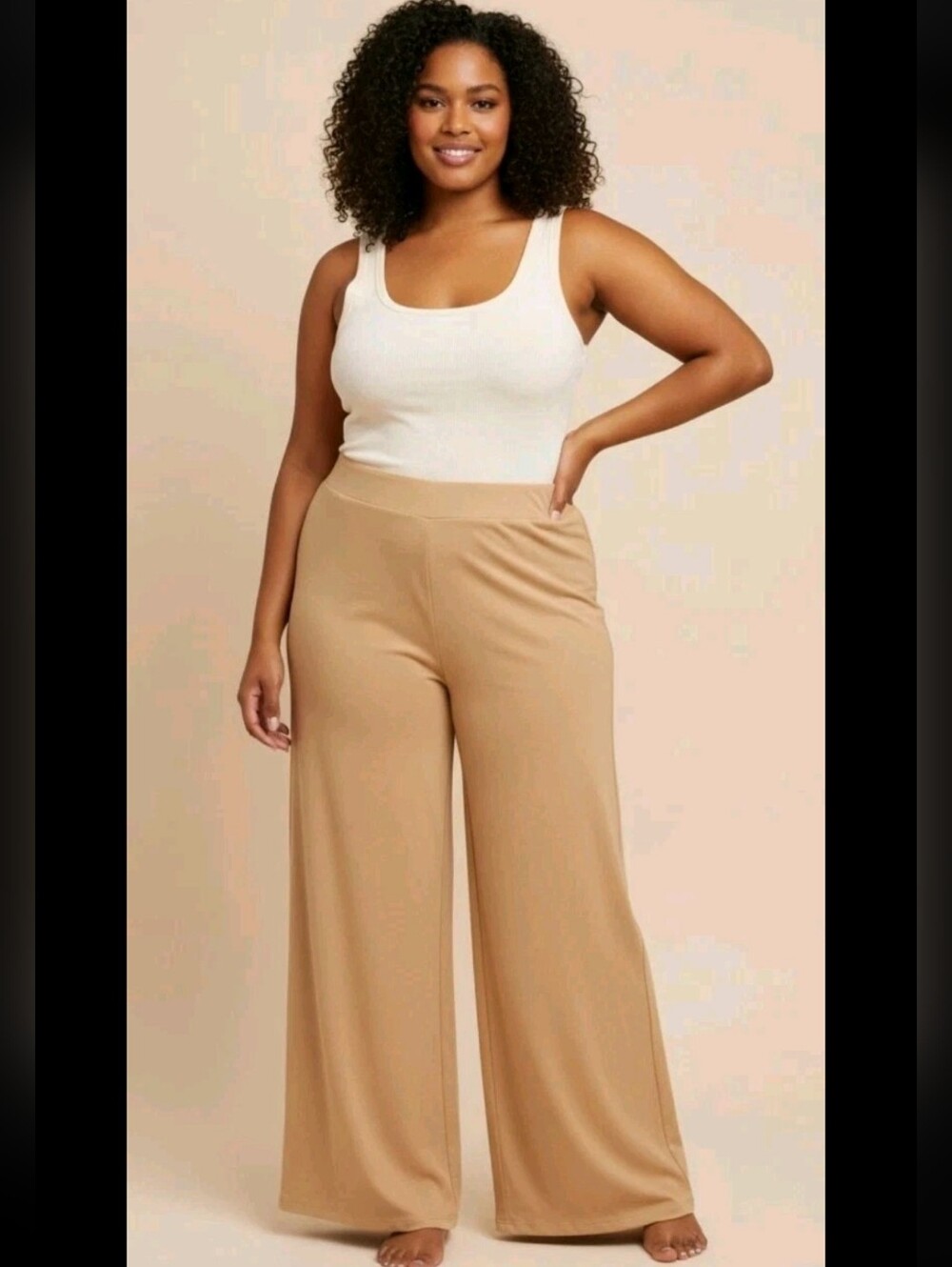 PrettyLittleThing Plus Size 24 Wide Leg Tan Pants NWT